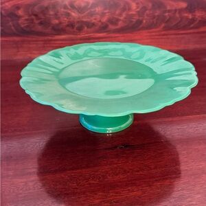 Anthropologie Adley Emerald Green glass Cakestand